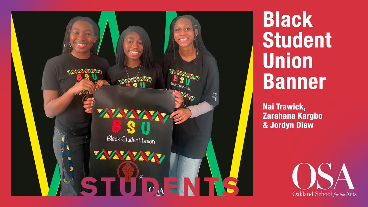 We are so proud of our BSU students! Check out their beautiful T-shirt design and banner that is now proudly hanging on the 2nd floor wall right outside of our main office. Photo: Pamela Trawick &amp; Melinda Jackson #blackstudentunion #bsu #oakschool #oaklandschoolforthearts