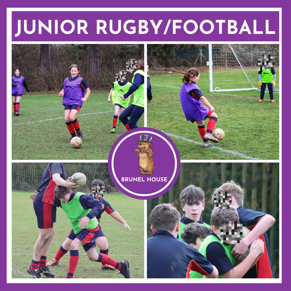 Inter &amp; Junior boys rugby/girls football pics! Well done to everyone who played and to those who stepped in to support Brunel House last minute! Highlight of the week- goes to our superb junior girls for winning their competition 🎉🐻💜