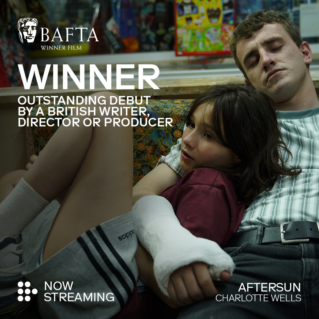 Congratulations to AFTERSUN writer-director Charlotte Wells, winner of the <a href="/BAFTA/">BAFTA</a> for Outstanding Debut by a British Writer, Director or Producer! #EEBAFTAs