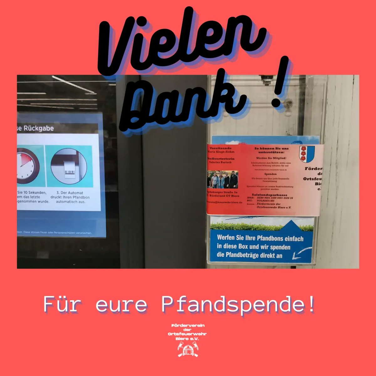 ffbiere's tweet photo. 2/2
Nun haben wir die 1. Leerung durchgeführt und konnten über 60 € auf das Vereinskonto einzahlen.

Vielen Dank für eure Unterstützung!💪

Wenn auch ihr uns unterstützen wollt, schreibt an in Foerderverein@feuerwehr-biere.de

#Feuerwehr
#support
@Kachelmann https://t.co/0Oron9JtBM