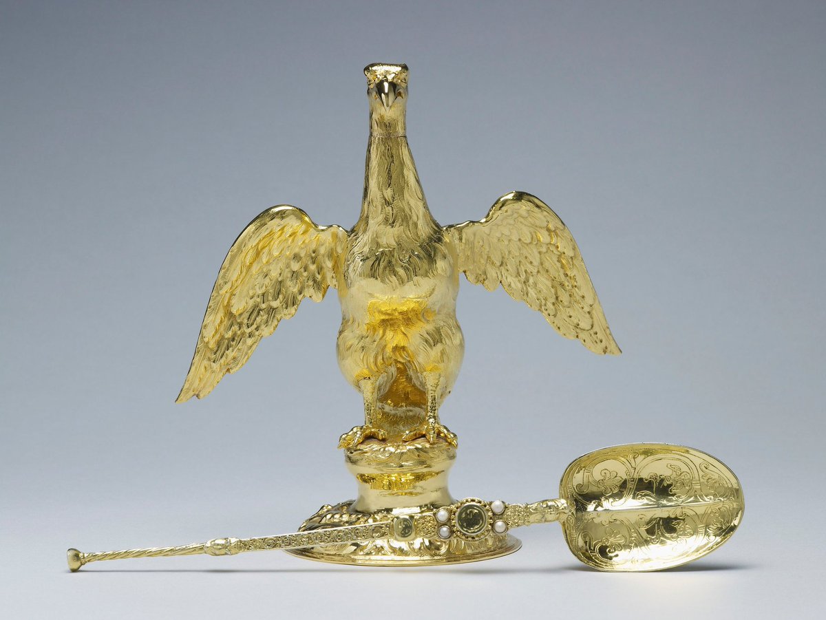 TimPurbrick's tweet photo. …the oil used on 6 May will be poured from the beak of the eagle #Ampulla into the Anointing Spoon before @JustinWelby anoints the King on his head, breast and hands in a ceremony that dates back to the Book of Kings, where the anointing of King Solomon is described.
📷@RCT https://t.co/qksRZsYmc8