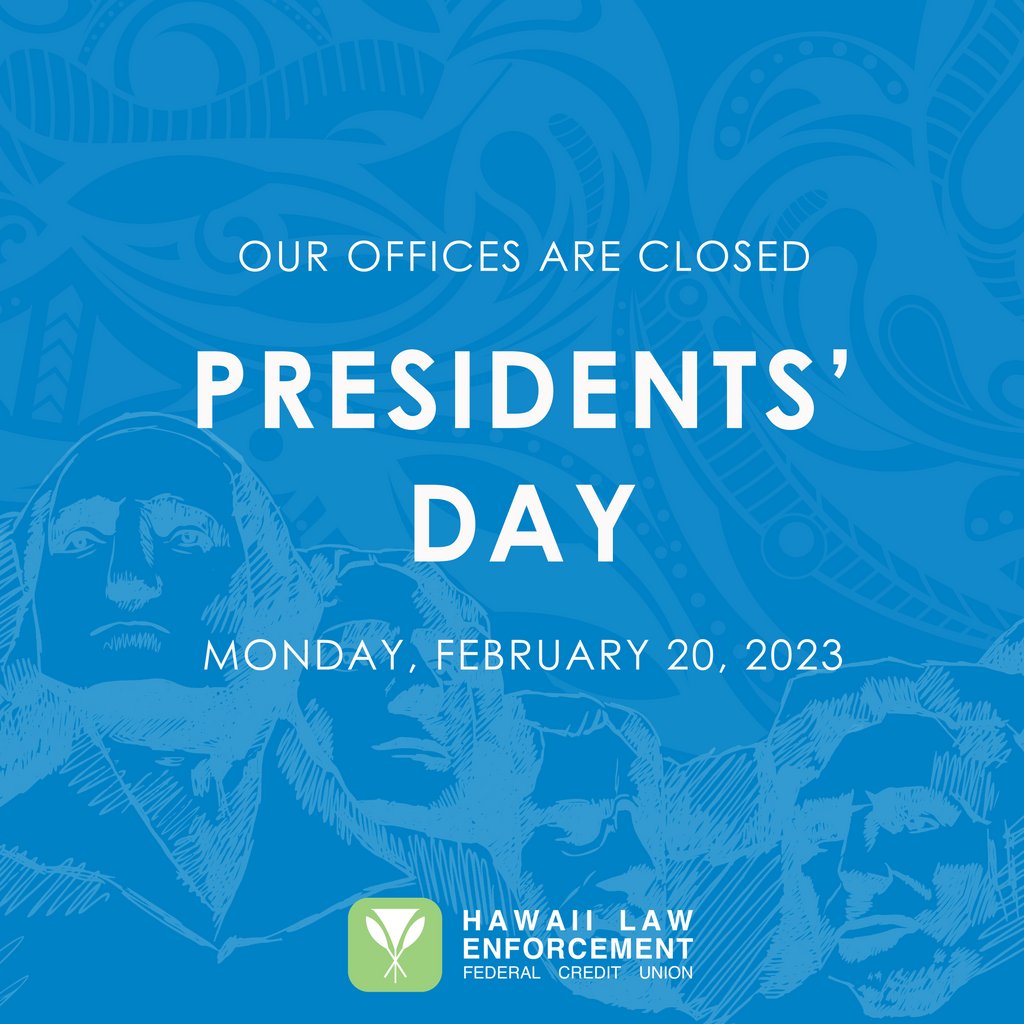 HLEFCU's tweet photo. 🇺🇸To honor the leaders of our country, tomorrow all branches are closed on Presidents' Day. We look forward to serving you soon! https://t.co/YM6wmhH7bm