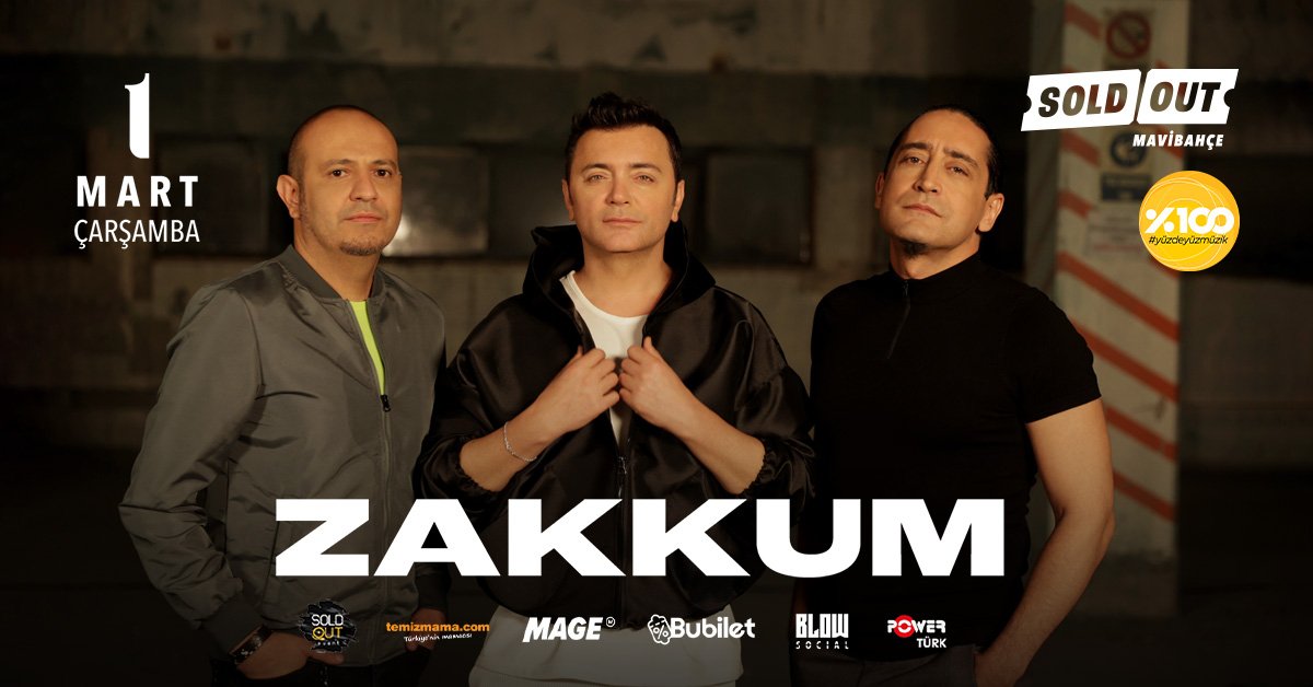 Zakkum, 1 Mart Çarşamba günü Sold Out Mavibahçe Sahnesi'nde sevenleriyle buluşuyor!

#soldout #mavibahçe #izmir #yüzdeyüzmüzik #konser #zakkum