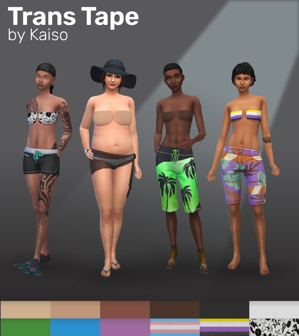 Kai on X: My first finished CAS CC Creation 😄 Functional Trans Tape for  your Sims!🏳️‍⚧️ Download (2 week early access until March 5th, 2023):   Read about it on Tumblr:  #