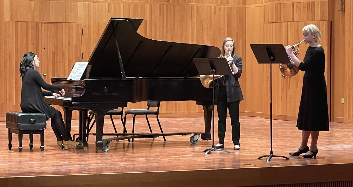musicwooster's tweet photo. Another terrific faculty recital over the weekend from Dr. Kiirsi Johnson! Dr. Johnson was joined by staff pianist Emilie Hsu on piano, Jim Johnson on trumpet, and Rebecca McGown on horn. 🎶🎵 https://t.co/GSHZm2suaW
