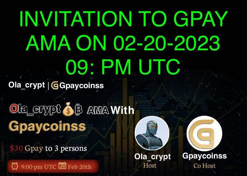 goldwea23810181's tweet photo. 📢 $25 in 12 hours 💛🎊

🔷 RT &amp; Follow 
@gpaycoinss &amp; @latamcoin_ing 
 ✅ Tag 3 Friends

 💁Don't miss @Ola_crrypt x @Gpaycoinss Twitter Spaces AMA session 👋

⏰ Time: Feb 20, 9:00 PM UTC

https://t.co/rPfBx0WlZd

#AMA #Gpaycoinss #NFT #NFTGPAY #GPAYCOIN #NFT #Binance #LATAMC https://t.co/XqUQlgkBnJ