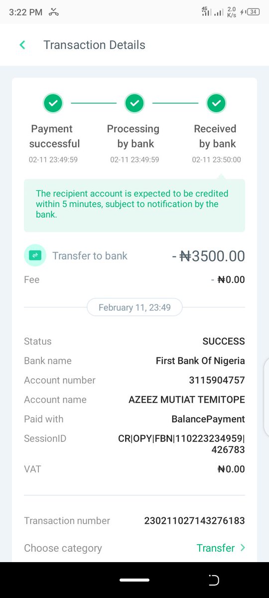 muhenabimsy's tweet photo. Hello @OPay_NG I made a transfer of 3500 to a first bank account on the 11th of this month which is successful and the recipient has not yet been credited, and atransfer of 1300 to a access account on the 14th of this month and the recipient has not been credited too. https://t.co/TLiB0N5qPm