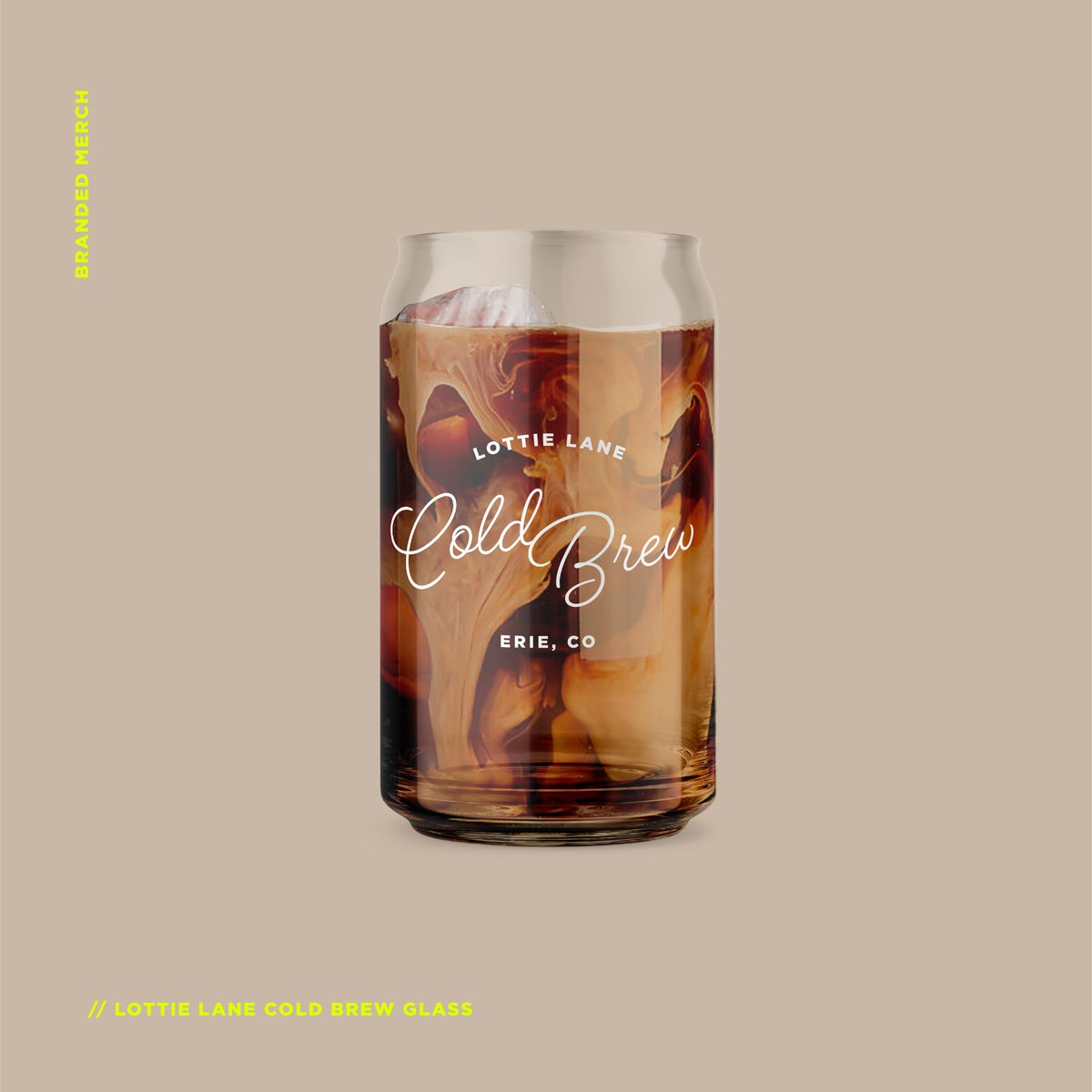 We love starting our mornings with coffee. Check out the cold brew glass we designed for Lottie Lane. Head over to LottieLane.com and visit the 'Merch' tab to order yours or visit the storefront in historic downtown Erie, CO. . #coldbrew #glasses #merch #design #cpg