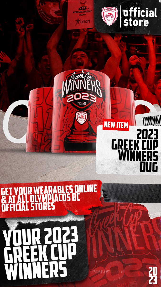 OLBCStore's tweet photo. Back II Back ο Πρώτος Τίτλος της Χρονιάς, μία Θρυλική Αυτοκρατορία χτίζεται!
Olympiacos BC "Greek Cup Winners 2023" BackIIBack Official Merchandise https://t.co/3FnJF8qWWS
#Olympiacosbc #olbcstore #GreekCupWinners2023 #BackIIBack https://t.co/i8sEDgfsYI