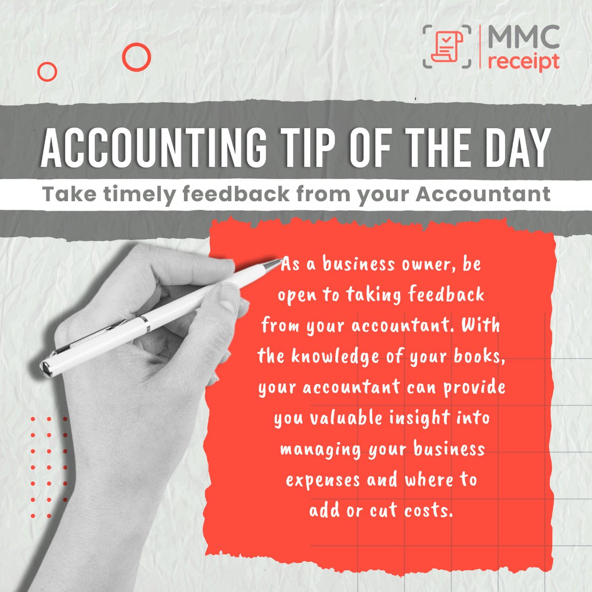 Accountants are the unsung heroes of the business world.

 Their feedback helps businesses make informed decisions &amp; improve operations, making their contributions  extend far beyond the preparation of financial statements and tax returns.

#MMCReceipt #Application