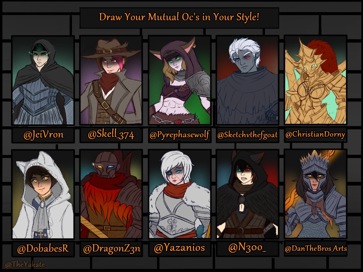 TheYakate's tweet photo. Soulborne OC's
Thank you for your Participation for your awesome Oc's.
(Full Body in the Comment Below)
@JeiVron
@Skell_374
@pyrephasewolf
@SketchyBtheGOAT
@ChristianDorny
@DobabesR
@DragonZ3n
@Yazanios
@N30o_
@DanTheBros_Arts
#oc #mutualoc #mutualsoc #Soulborne https://t.co/IEc9ONOmAF