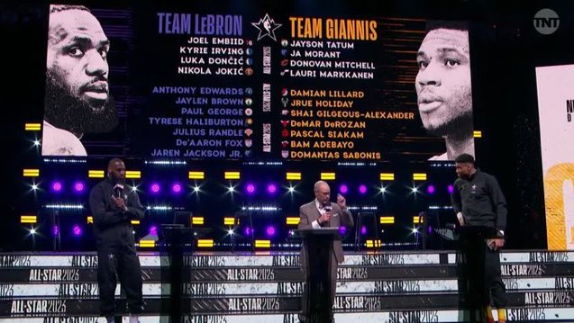 NBAMemes's tweet photo. No way Giannis let LeBron pick Luka, Jokic, Embiid and Kyrie… 💀💀 https://t.co/4gIMmFX8ec