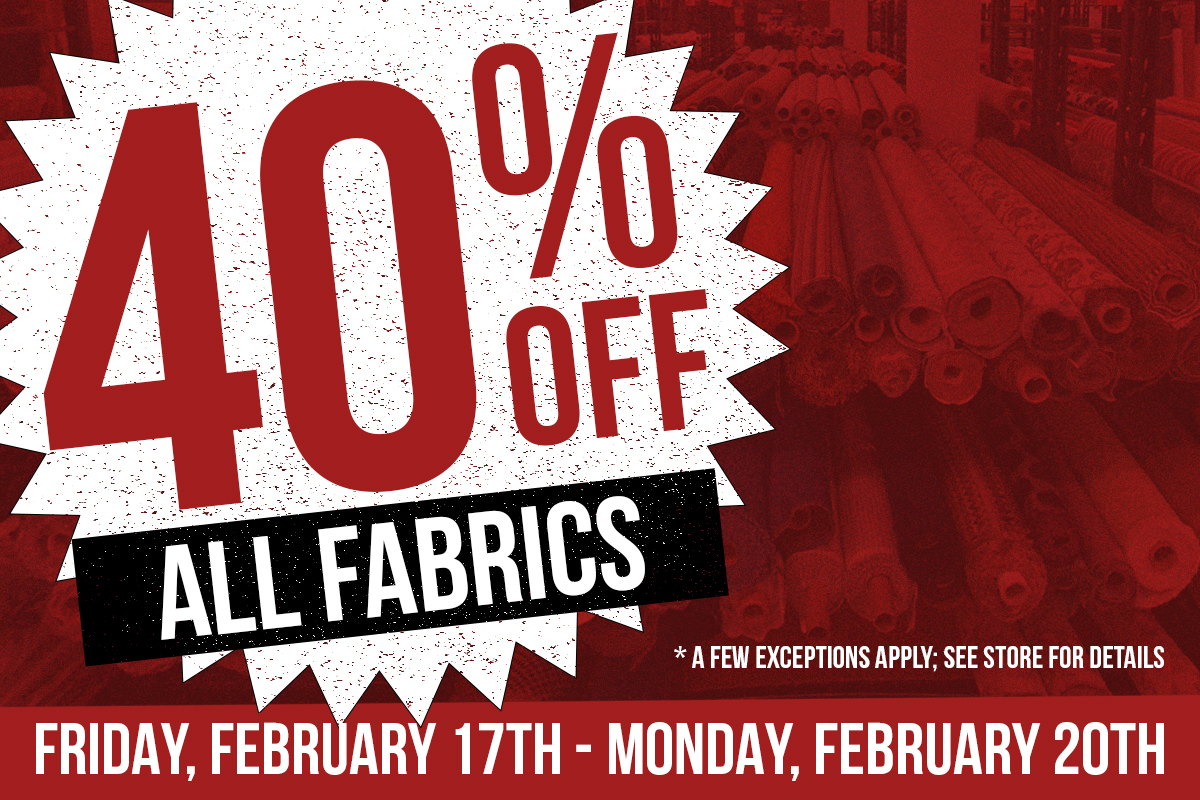 Our 40% Off All Fabrics Sale ENDS TOMORROW - mailchi.mp/fabricoutletsf…