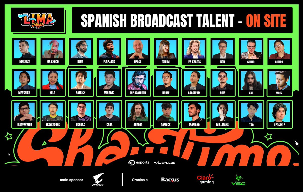 justopancho's tweet photo. Y ahora es el turno de español. @Esports4d anunció quienes serán los talentos oficiales en español para la Lima Major.

Felicidades a @ImperiusGG @MrChoconero @elbluecito @FlapjackDotA @viciuslab @TainimLaFuria @Er_Kratos @RoDrunordie Giulio @CutipoCast @nelaggwp  Maverick, https://t.co/TjtudtktY6