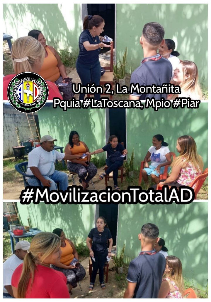 sandraalfaro's tweet photo. #19Feb23 #SandraAlfaro Hoy en visitas puntuales en las comunidades La Unión 1 y 2 de la Pquia #LaToscana, Mpio #Piar, seguimos #TrabajandoParaGanar, sin descanso y en #MovilizacionTotalAD
@Ademocratica
@hramosallup
@rojasperezm
@prospericarlos https://t.co/BUMelpAdF1