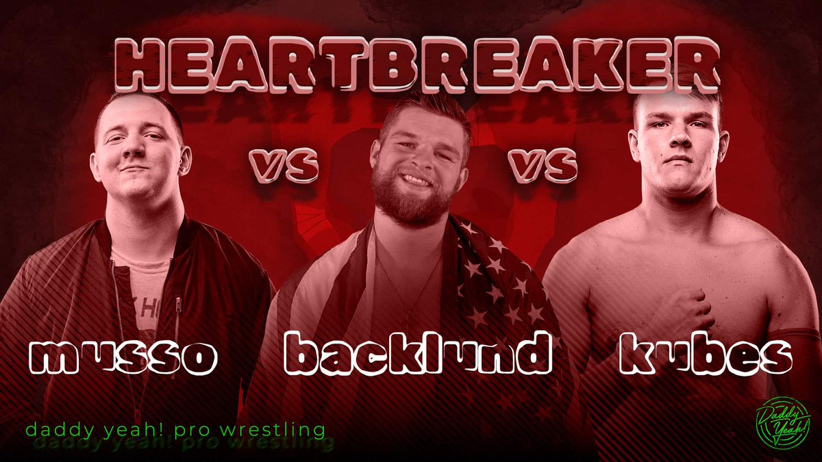 GrappleProNY's tweet photo. FINAL MATCH ANNOUNCEMENT

THE DADDY YEAH PRO CHAMPIONSHIP IS ON THE LINE IN A TRIPLE THREAT MATCH

"The Dark Horse" Anthony Musso will be taking on 2 familiar foes in Kubes, and the inaugural champion, Hayden Backlund.

Don't miss February 25th!

Tickets: https://t.co/h1Czg3tgX0 https://t.co/d6K8QCVZw6