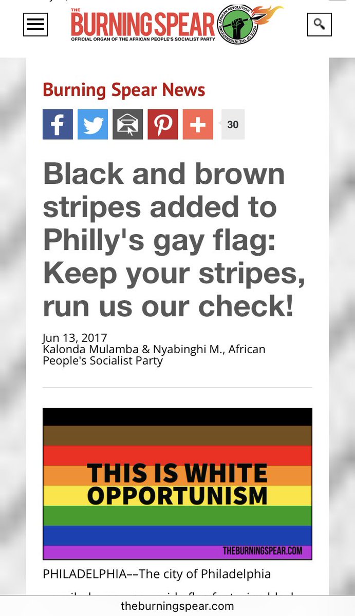 @GioFvcks @OnyxSuccubus We totally hear you. “Black and brown stripes added to Philly's gay flag: Keep your stripes, run us our check!” - theburningspear.com/2017/06/Black-…  Inside #theUhuruMovement we defend all black people.