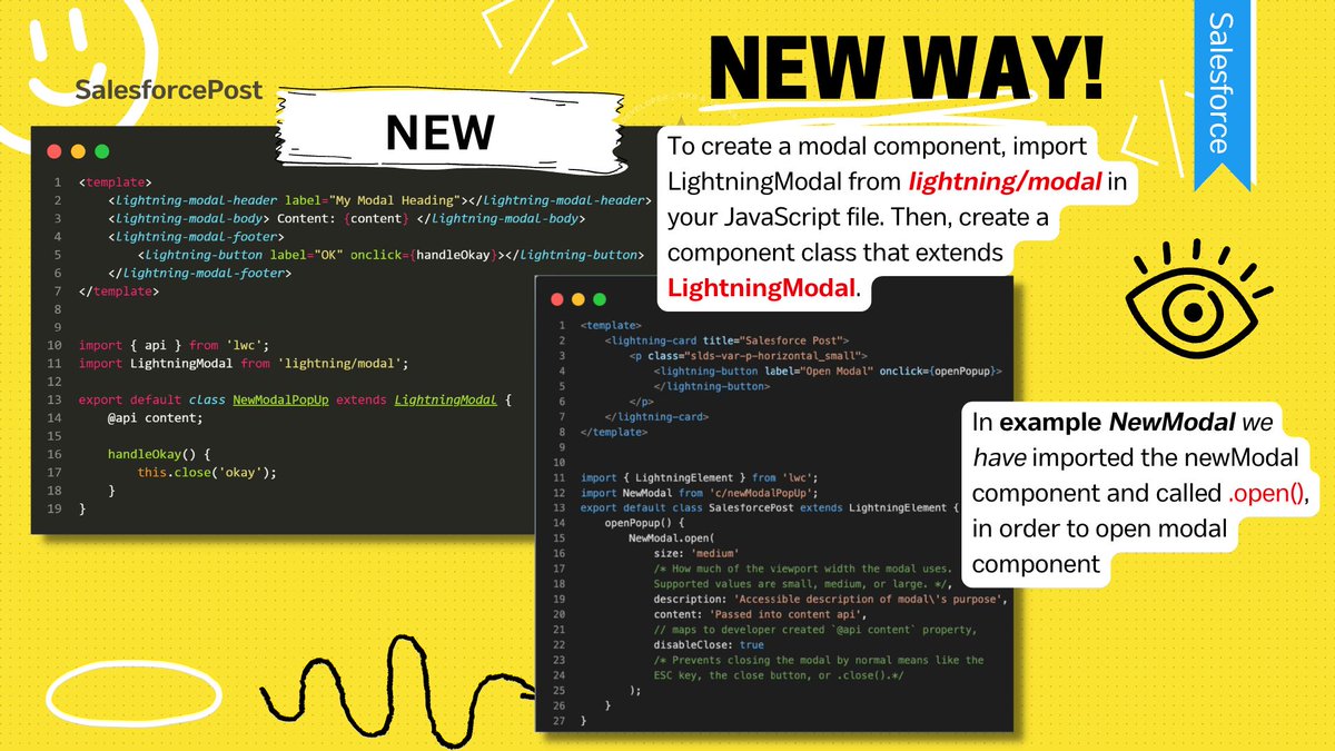 SalesforcePost's tweet image. "Developers ! Save time with all-new Lightning Modal in #Salesforce! Enhance your user experience with our sleek and intuitive pop-up interface. Say goodbye to clunky slds old pop-ups and hello to the lightning-modal #LightningWebComponents #LWC" #SalesforceLWC #developers