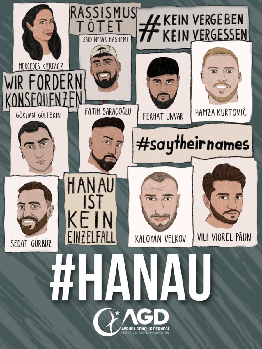 Unutma!
İsimlerini söyle!

Don’t forget!
Say their names!

Vergiss nicht!
Sag deren Namen!

#Hanau 
#hanauistueberall