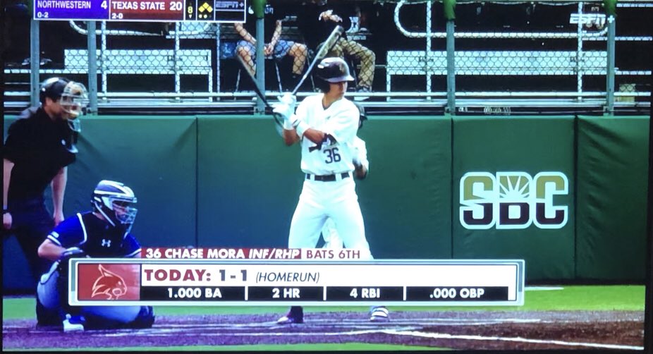 only1tommadden's tweet photo. WHAT THE …. 3 for 3 first college career hits and the last one is a GRAND SLAM 😳 Chase Mora should be @NCAABaseball player of the week for @TxStateBaseball 😽😻@chasemora11 is the man! https://t.co/MO0Ia0CpHh