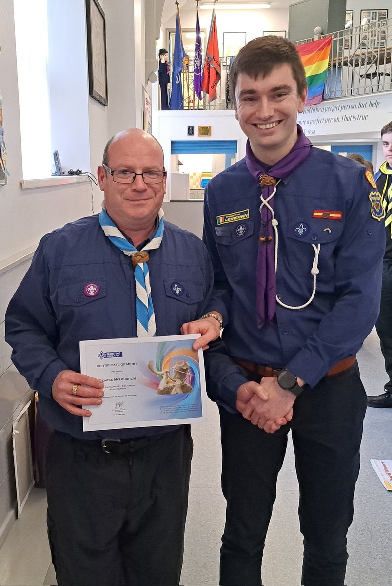 newryscouts's tweet photo. Congratulations to our #scoutleader Pearse who was awarded a Certificate of Merit by the new Northern Province Commissioner @ronanmcgibbon at the #scout quiz and challenge which was hosted by 6th Tyrone Cookstown #scoutgroup  #scouting #volunteers #givingback  @ScoutingIreland ⚜️ https://t.co/smWmelFiZK