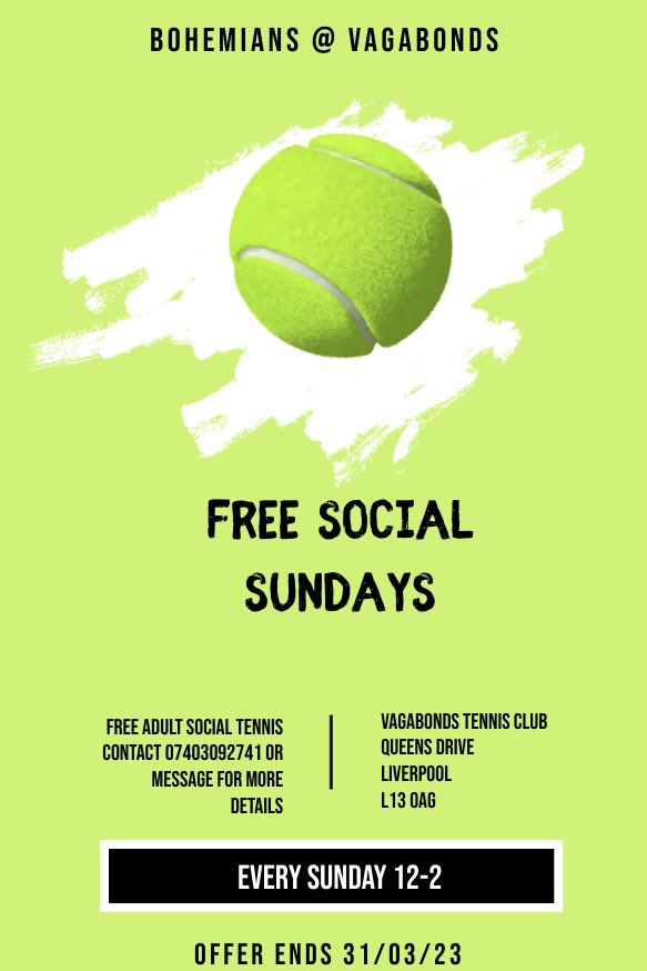 BohemiansLTC's tweet photo. Whether you’re looking to get back into tennis or ready to try a new sport. Come and join us next Sunday! Contact us for more details 🎾🎾🎾 https://t.co/adFkgyKedR