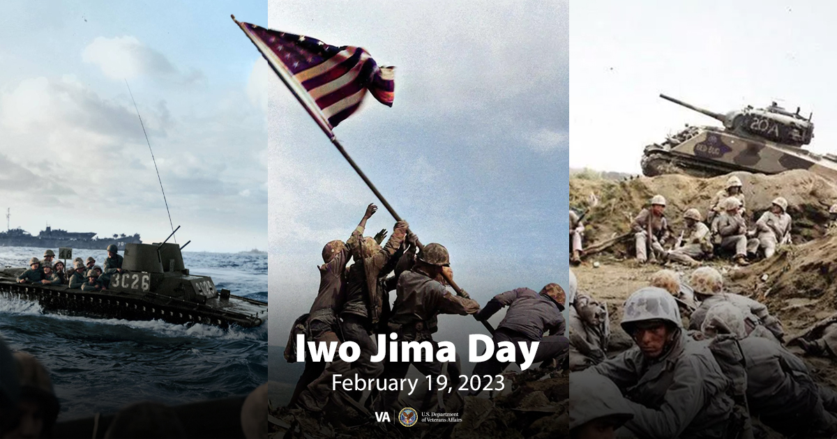 VAVetBenefits's tweet photo. Today, we salute the brave U.S. Marine Corps who stormed the beaches, took the hill, and together with a U.S. Navy Corpsman, planted a flag atop Mount Suribachi at Iwo Jima 78 years ago. Thank you for your service. https://t.co/TC7oPA8YSI