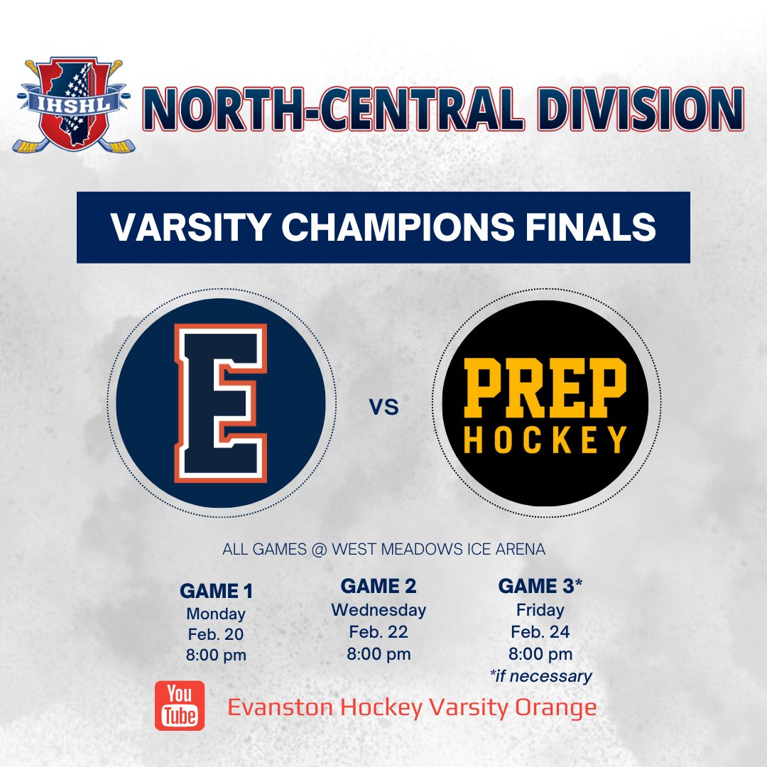 EvanstonHigh's tweet photo. Hey, @ETHSports and @ETHSWildkits Our Varsity hockey team secured a spot in the IHSHL North Central championships in a best-of-3 series vs PREP. Games Mon., Wed. &amp; Fri. (if necessary) at 8 pm at West Meadows Ice Arena. Come out to support your Evanston Wildkits! https://t.co/U8NYuR3x40