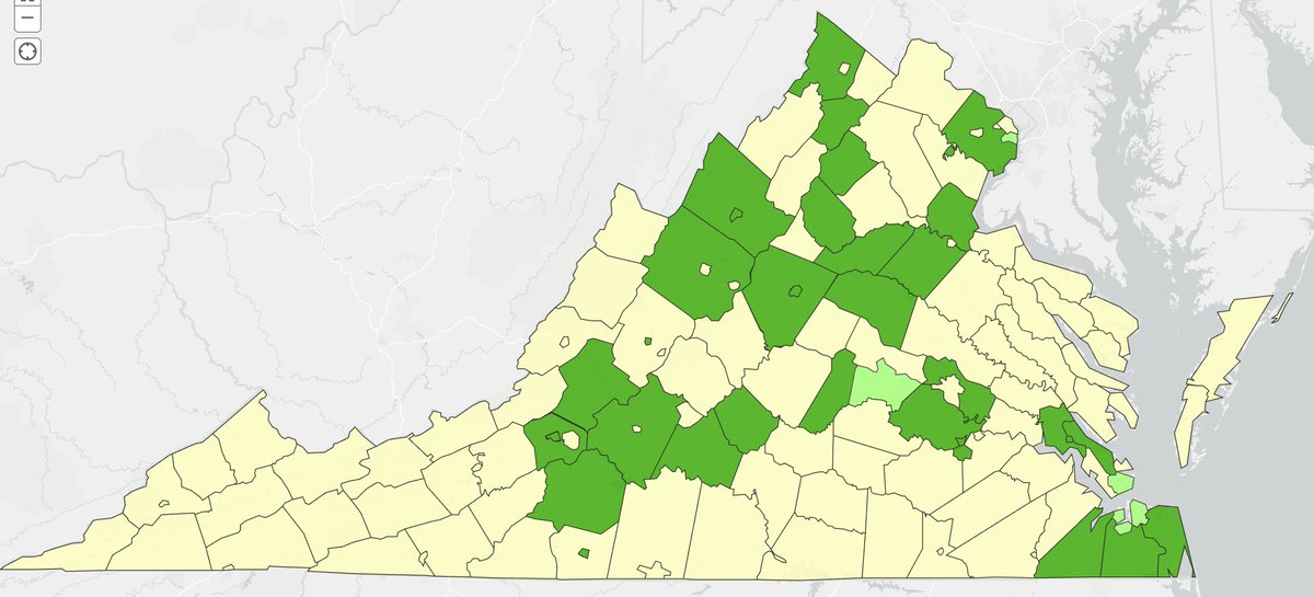 VAGeogAlliance's tweet photo. Help us make sure K-8 public school students can access the FREE digital, interactive Atlas of Virginia. If your county/independent city is yellow on the map, it hasn't taken advantage yet of the free subscription. School divisions can request access at https://t.co/89bMOpM2Qv. https://t.co/7eCQXdJZLw