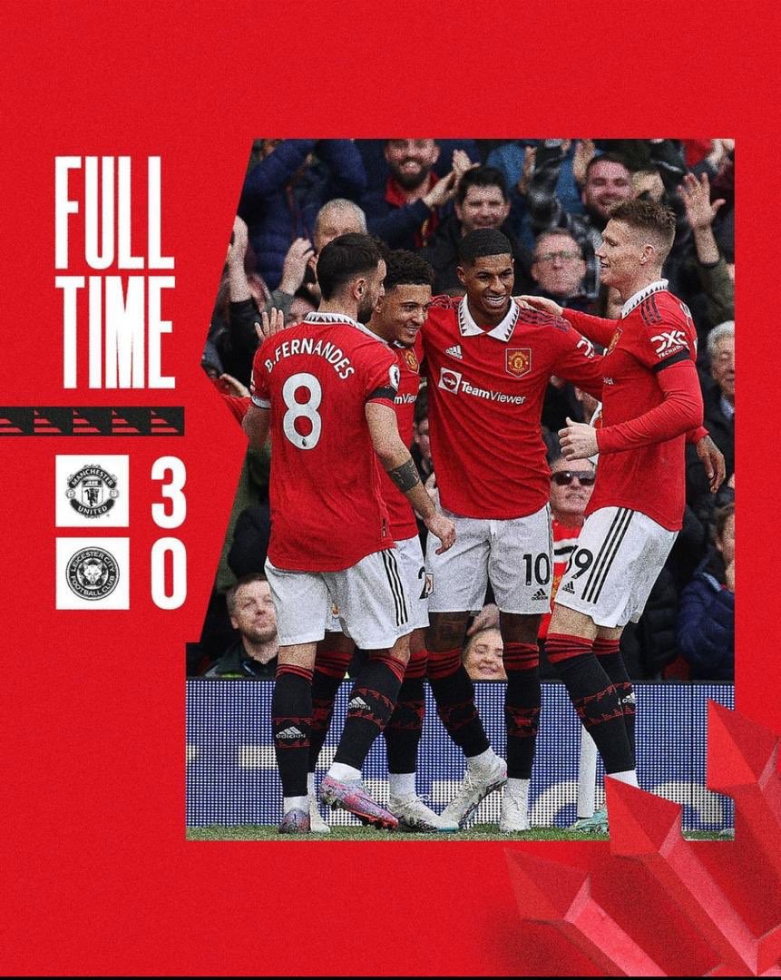 Fernandes ~ 2 assists

Rashford ~ 2 goals

Sancho scored.
Fred Assisted. 

De Gea now has 180 clean sheets for United.
Dalot settling back in well.

Sabitzer solid.
Shaw clean sheet, top performance.

Lindelof 🤝 Licha

AWB solid
Same for Mainoo

Weghorst top performance. #MUNLEI