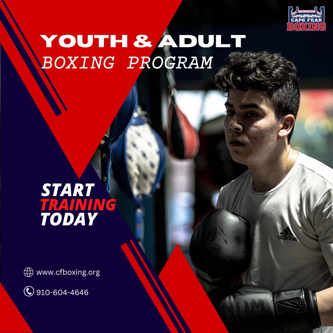CapeFearBoxing's tweet image. Our youth and adult boxing program is ideal for anyone with a desire to learn how to box and train competitively. If competition is not your end goal, you can expect to gain a multitude of new skills along with an amazing workout 🔥⁣
⁣
#boxingworkout #boxingprogram