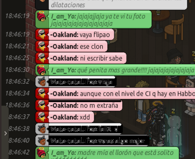 TheMasterMutes's tweet photo. Repugnante que en Habbo sigan, tras décadas, este tipo de usuarios acosadores sin estar baneados. 
He tenido que ampliar la noticia del acoso del usuario "Ruyman"/"ruypv"/"ruymana"/"Inefable,"/"I_Am_Yo"/"CarolynBertozzi"...
Un caso de acoso gravísimo.
https://t.co/5Roei3G3j0 https://t.co/gNA8i3W1Fo