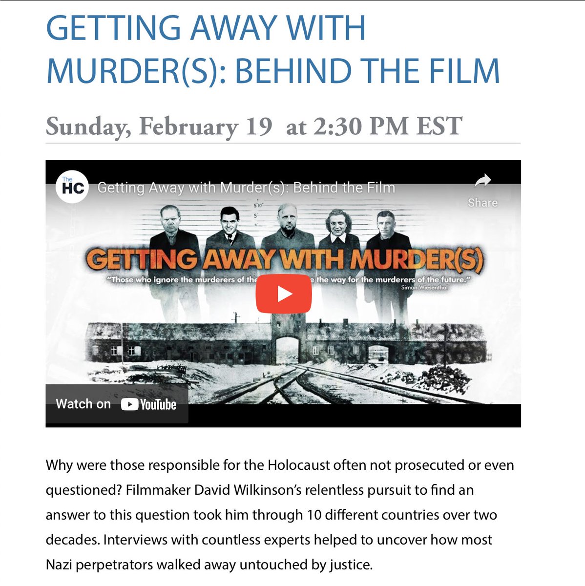 AwayMurder's tweet photo. So what were the #BAFTAs like?

I was doing a Q&amp;A with the #ZekelmanHolocaustCenter via Zoom and missed it all. 

As I spent the first 30 minutes talking to myself, I was unsure if anyone was listening.

#Tubi 
#AmazonPrimeVideo 
#PeacockTV 
#Holocaust 
#History 
#justice https://t.co/dfJ9US4f8C