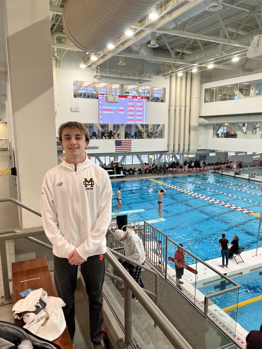 CoachGaffMC's tweet photo. Freshman Ronan Sanzone competing today at MIT in the Division 1 State Meet! #MCSwim https://t.co/ar6eUhLMDP