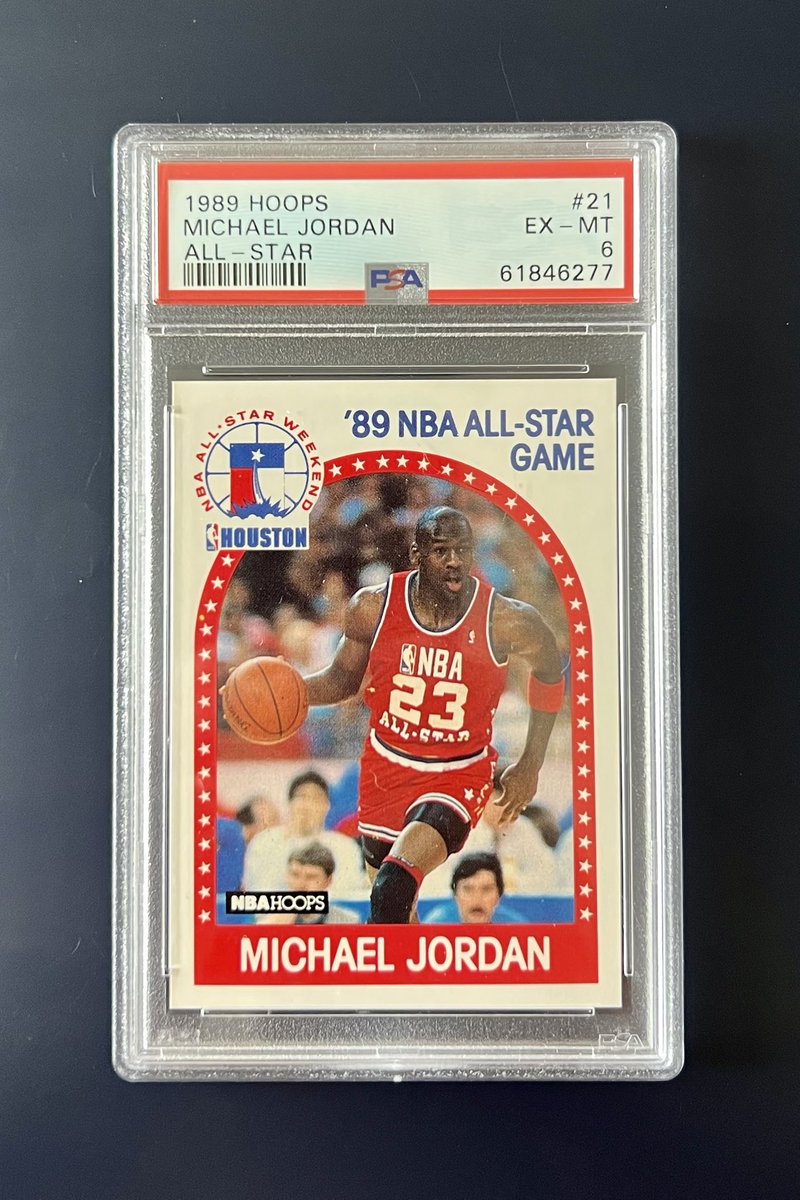 NickPerry8's tweet photo. Let’s celebrate this All-Star weekend with a giveaway! This 1989 PSA MJ Hoops All-Star is up for grabs!

To be entered:
1. Retweet &amp; Like
2. Follow @NickPerry8
3. Tag one of your friends

Winner will be announced 2/27/23! https://t.co/yPjntiv1UY