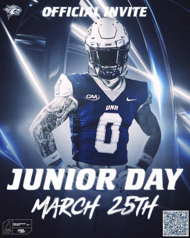 Thank you <a href="/603Recruiting/">New Hampshire Football Recruiting</a> for the Junior Day invite. Can’t wait to come visit <a href="/UNHFootball1/">UNH Football</a>!!