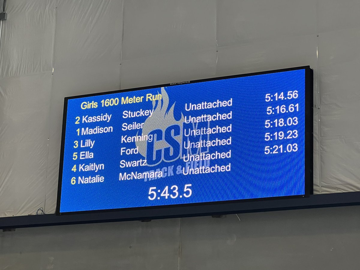 PrepRunningNerd's tweet photo. In a field we’d be thrilled to see at an end-of-season invite, Kassidy Stuckey @YorkDukeTandF runs a PR of 5:14 to win, followed by Maddie Seiler @gering_xc Lilly Kenning @milfordnetrack and Ella Ford @ENHSTrack . All under 5:20. https://t.co/eN89BxEkwW