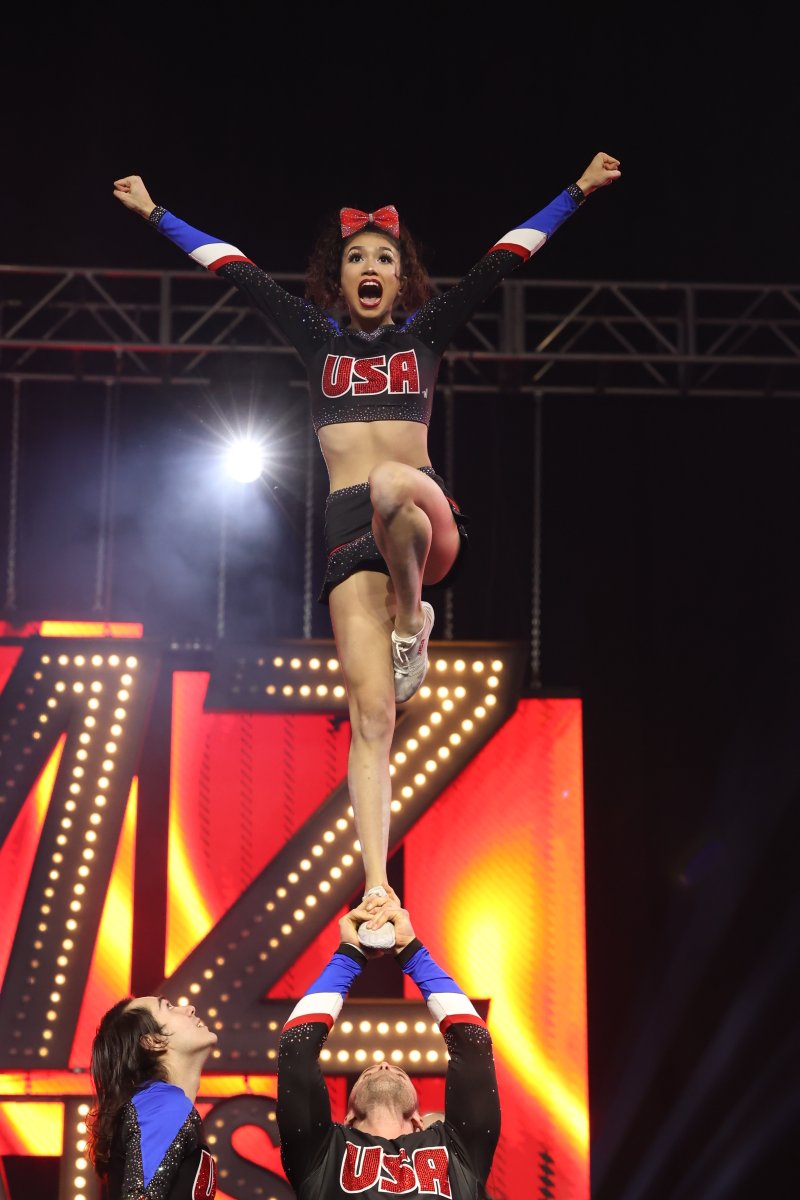 CheerTheory's tweet photo. USA Starz Reign ALL. DAY! That was a PERFORMANCE. STUNTS. WERE. SOLID. 🇺🇸🫡

#JAMZNationals https://t.co/qG5S7Rg2kb