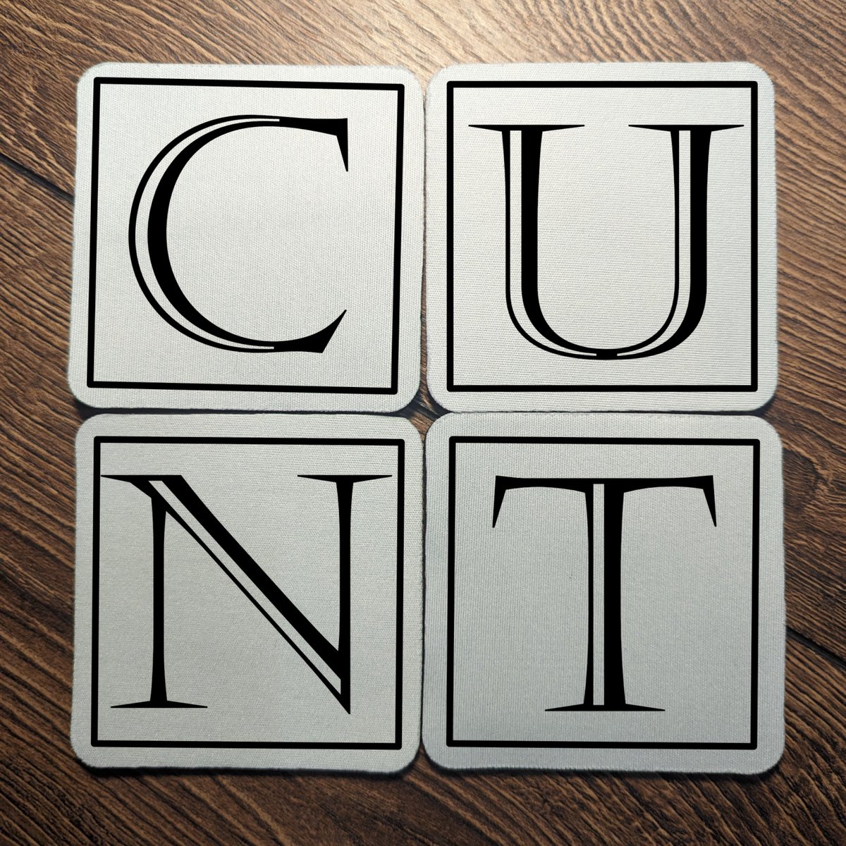 CraftyQueerUK's tweet photo. C U Next Tuesday? Charisma, Uniqueness, Nerve &amp; Talent? Straight up CUNT! Get your profanity-laden products now!

#cunt #coasters #smallbusiness #newproductalert #gift #lgbtqiaplus #lgbtqbusiness #queer #queerbusiness https://t.co/bzQNWgpeBb