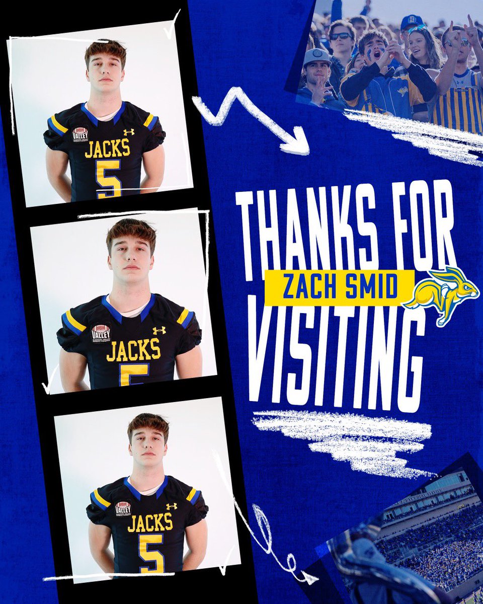 Zach Smid (@smidzach) on Twitter photo Have a great time at SDSU this weekend. Thanks <a href="/PeteMenage/">Pete Menage</a> and <a href="/GoJacksFB/">SDSU Football</a> for the great experience.
<a href="/CoachTWils/">Tom Wilson</a> @InnovativeAthl Have a great time at SDSU this weekend. Thanks <a href="/PeteMenage/">Pete Menage</a> and <a href="/GoJacksFB/">SDSU Football</a> for the great experience.
<a href="/CoachTWils/">Tom Wilson</a> @InnovativeAthl