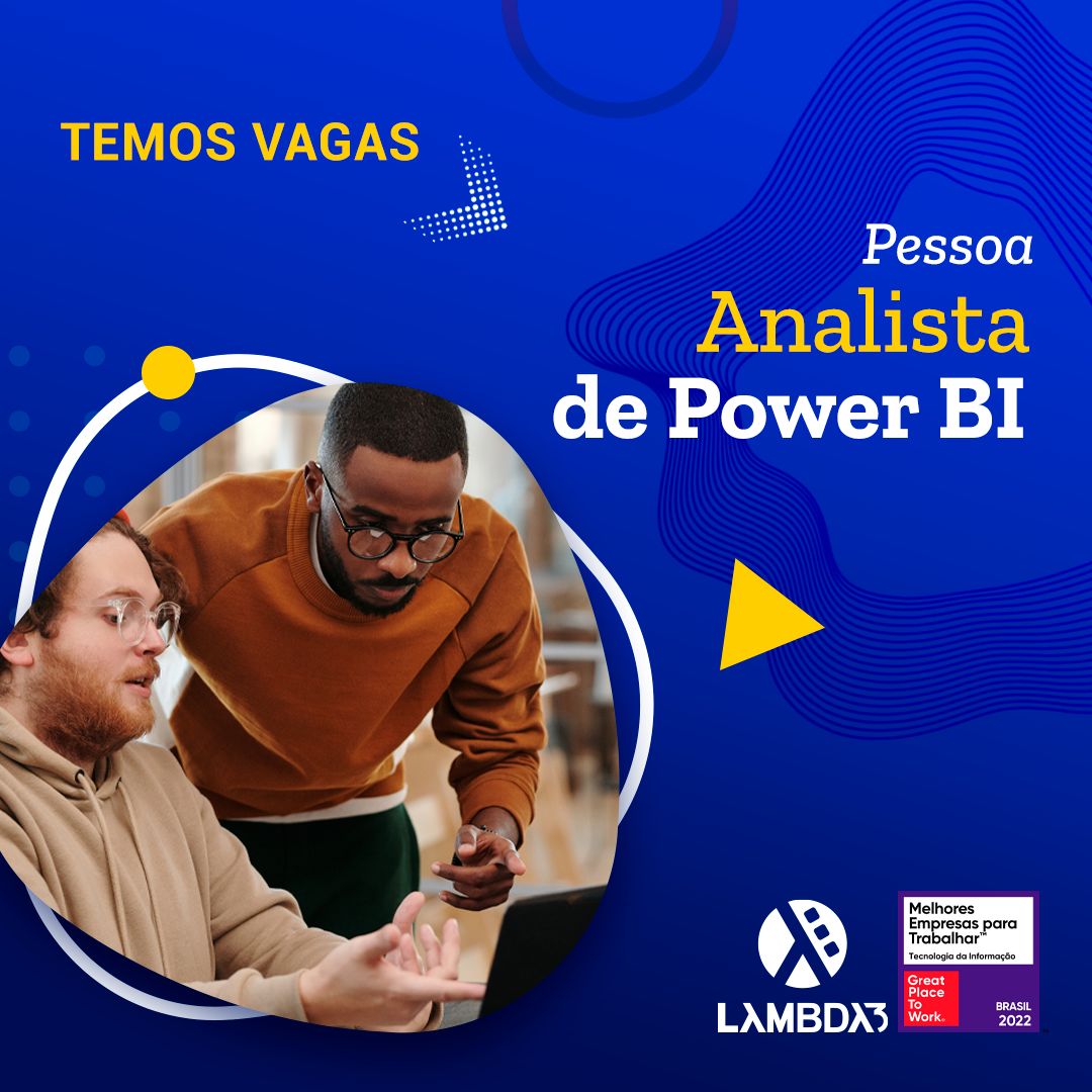 ahirtonlopes's tweet photo. #VemSerLambda 💙Estamos com vaga para compor nosso time de Operações! Buscamos uma pessoa com experiência comprovada em #powerbi e orientada a resultados para captura, tratamento e publicação de dados úteis para o acompanhamento das entregas nos clientes. https://t.co/3Qkjh9lmdM https://t.co/bLb8uBnMK6