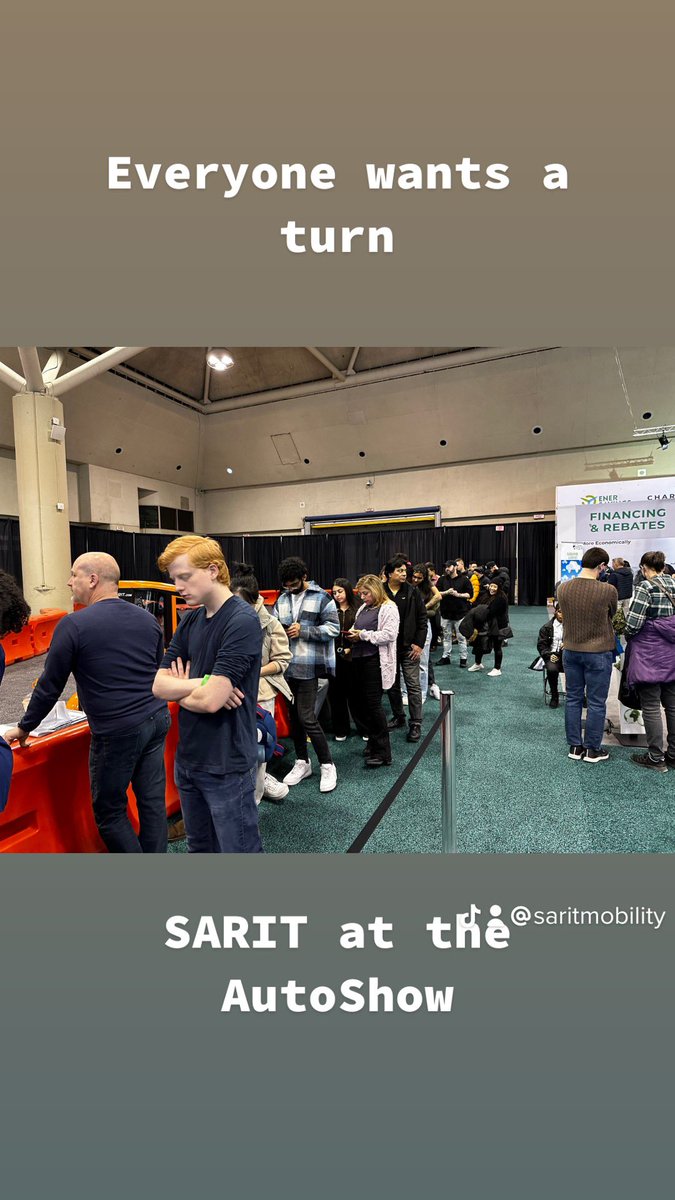 SaritMobility's tweet photo. Come see why people are willing to wait in line… #ElectricCity #canadianautoshow #saritautoshow https://t.co/qrSbLcUkg4