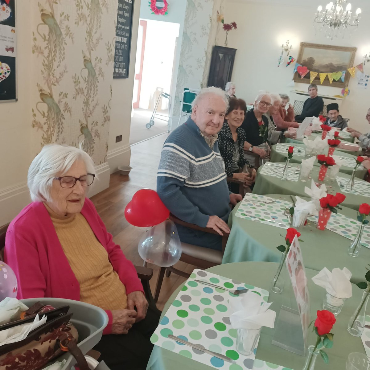 tilsleyhouse's tweet photo. Valentines day 2023 dress to Impress lunch, all our residents received valentine roses 💗❤️💗❤️ #valentines #residentialcare #loveisintheair https://t.co/FpZjz1BWS1