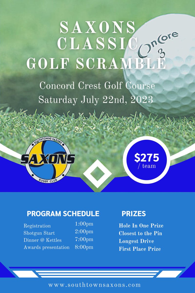 Four Person scramble! Register now! We definitely sell out early: southtownsaxons.com/2023-golf-tour…