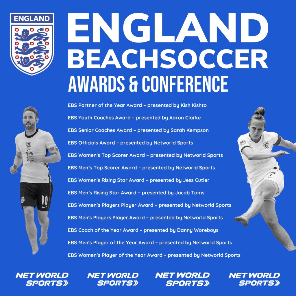6️⃣ sleeps….😴 until our Net World Sports Sponsored National Awards &amp; Conference, We have 1️⃣3️⃣ Beach Soccer awards 🏆 to be presented on the night… but to who? 😲

#englandbeachsoccer #awards #networldsports #forza <a href="/networldsports/">Net World Sports</a> <a href="/forza_goal/">FORZA</a>