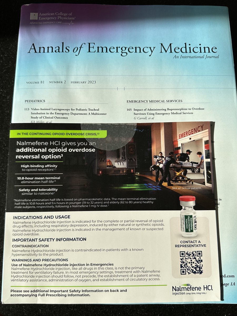 Just got my copy of <a href="/AnnalsofEM/">AnnalsofEM</a> with this Nalmefene ad. EP's note this is being distributed by Purdue Pharma. On the cover of Annals is an ad for a less useful opioid antagonist than naloxone. <a href="/acep/">acep</a>, Annals should have said no. <a href="/Rick_Pescatore/">Rick Pescatore, D.O.</a>  <a href="/poisonreview/">Leon Gussow</a> 1/3