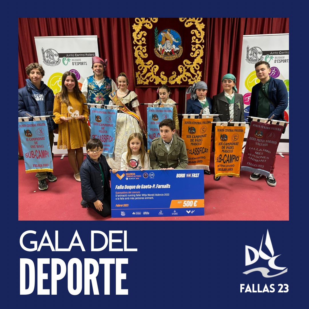 duquedegaeta's tweet photo. 🎾 GALA DEL DEPORTE 2023 🎾
Terminamos el fin de semana con la gala del deporte 2023, que se ha celebrado esta tarde.
Enhorabuena a todos ✨
#deporte #pelota #pilotavalenciana #padel #onewall #mediamaraton #valencia #fallas23 #falladelduc #145 #falla145 https://t.co/ChCIUqHgq7