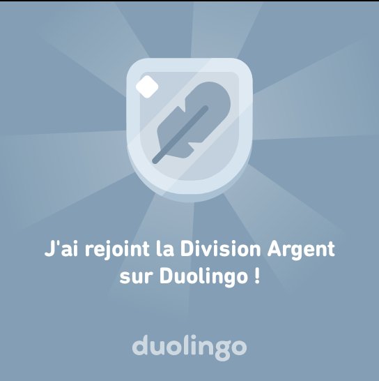 NabilRekdal's tweet photo. J'ai rejoint la Division Argent sur Duolingo ! https://t.co/emr3lXYRuG