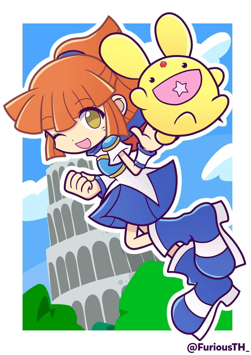ThePuyoPrince's tweet photo. //Me when brunette magical girl and comical yellow sidekick/mascot https://t.co/se38Pqks3K