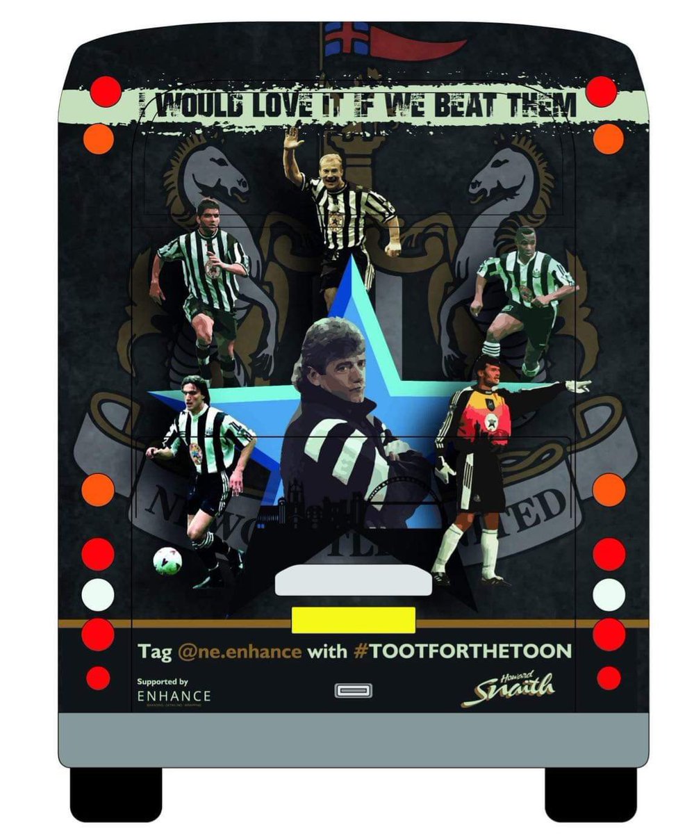 Designs going onto 5 coaches heading for Wembley on Sunday 🏆

Look out for them on your way down and #TootForTheToon! 

#NUFC #NUFCFans